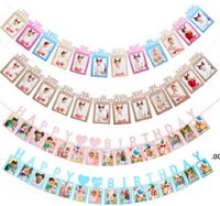 Wholesale Birthday Party Photo Banner Flags Baby Photograph Banners Wedding Background Wall Arrangement Colorful Paper Kraft Papers CCD8080