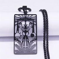 Wholesale Pendant Necklaces Tarot Divination Sword Sun Moon Goddess Stainless Steel Chain For Women Men Black Necklace Jewelry Collier N4360S05