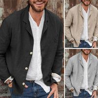 Wholesale European American Men s Clothing Spring Autumn Casual Cotton And Linen Loose Suit Jacket Top Mens Suits Blazers
