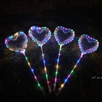 Wholesale Party Decoration Heart shaped LED Large Size Bobo Balloon With Inch Tow Bar Valentine s Day String Lights Balloons Colorful EWE124