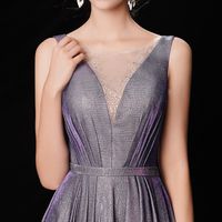Wholesale Boutique Occasion Dresses It s YiiYa Shining Gradient Color Purple Formal Little Crystal V neck Tank Lace Up Long Party Gown
