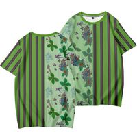 Wholesale Summer Harajuku Green Floral Striped Print T shirt Casual Vintage Short Sleeve Round Neck Plus Size XXS XL Men s T Shirts