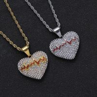 Wholesale hip hop heart shaped pendant necklaces for men women luxury designer mens diamond gold chain necklace jewelry love gift