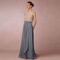 Wholesale Custom Made Chiffon Long Skirt High Quality Dusty Blue Bridesmaid for Wedding Bride Party Any Color Free