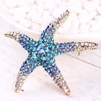Wholesale Pins Brooches Full Rhinstones Starfish Brooch Red Blue Green Animal Sea Star For Women Pin Jewelry Accessories