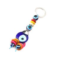 Wholesale 1pc Colorful Charms Evil Eye Keychain Car Key Chain Spacers Beads Tassel Ring Lucky For Men Women Keychains