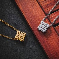 Wholesale China Fashion Brand Three Dimensional Ancient Chinese Character Happy Hollow Necklace Men and Women Titanium Steel Clavicle Pendant