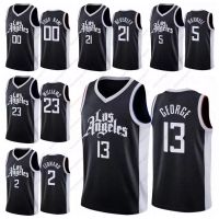 Wholesale Stitched Big Yards S XL Mens Leonard Basketball Jersey Paul George Lou Williams Jerseys City Black Edition Custom