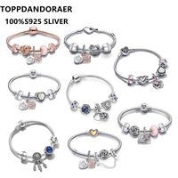 Wholesale Pandora Bracelet S925 Blue Series Full Set of Sterling Silver Bracelet Finish European and American Fashion Charm at Will