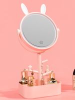 Wholesale Mirrors Cute Flip Bath Mirror Makeup Vanity Girls Led Decorative Desktop With Light Espejos Bathroom Accessories BM
