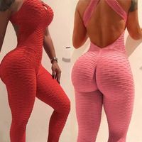 Wholesale 2021 Sexy Womens Tracksuit Yoga Pants High Waist Gym Play suit Push up Slim Sport Backless Top Running Sportswear Soft Jumpsuitsoccer jersey