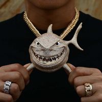 Wholesale Europe and America Hotsale Men Women Big Shark Pendant Necklace Gold Silver Color with mm inch Rope Chain Nice Gift