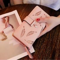 Wholesale Wallets Women Wallet Purse Female Long Gold Hollow Leaves Pouch Handbag For Coin Card Holders Portefeuille Femme