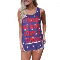 Wholesale Summer Tshirt Lady Cloth All Little Star With USA Print Woman Tank Top Fashion Sleeveless Woman