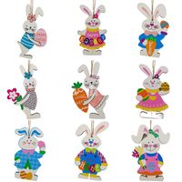 Wholesale 15CM Wooden Hanging Ornaments Bunny Rabbit Themed Tags for Easter Party Home Wall Tree Hanging Decor