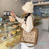 Wholesale 2021 Fashion Bags Japanese Cute Soft Funny Personality Print Four Bear Sister Student Canvas Shoulder Bag Handbag Totes