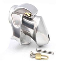 Wholesale NXY Cockrings Magic Locks Short Size Male Stainless Steel Chastity Device Cock Cages Virginity chastity lock Belt Penis Ring Adult Game