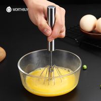 Wholesale Egg Tools WORTHBUY Semi Automatic Beater Stainless Steel Whisk Manual Hand Mixer Self Turning Stirrer Kitchen
