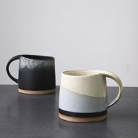 Wholesale Mugs Day And Night Short Coffee Cup Big Capacity Ceramic Modern Simple Milk Mug Home Decoration Gift Tea Kitchen Accessories