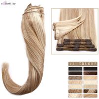Wholesale S noilite g g Clip In Human Hair Extensions Straight set Full Head Thick Natural quot quot Clips H0916