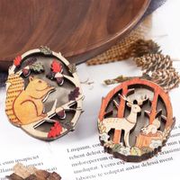Wholesale Pins Brooches Christmas Brooch Wooden Vintage Women Girl Charming Exquisite Collar Lapel Pin Fashion Jewelry Party Garment Accessories