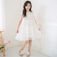 Wholesale Teenage Girls Chiffon Cute Dot Princess Dress Summer Children Sleeveless Casual Clothing Elegant Two Layers