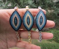 Wholesale Fashion High Quality Charm Evil Eye Luxury Jewelry Turkish Blue Turquoises Stone Micro Pave Colors Tennis Bracelet Bangle