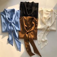 Wholesale Women s Blouses Shirts Elfbop Ladies Stylish V Neckline Ribbon Neckties Solid Blouse Shirt Latest Summer Est Top