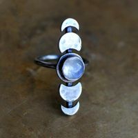 Wholesale Cluster Rings Fashion Thai Silver Jewelry Simple Retro Round Moonstone Small Fresh Moon Change Gap Full Food Stainless Steel Ring