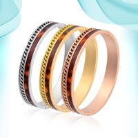 Wholesale 2021 New Trendy Women Inlaid Chain Resin Bangle Stainless Steel Creative Bracelet Beautifully Designed Unique Pattern Bangles Making Charms For Jewelry