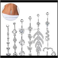 Wholesale Bell Drop Delivery Sier Rose Gold Belly Button Navel Dangle Body Piercing Jewelry Accessories Charming Sexy Rings Bar Cw9X