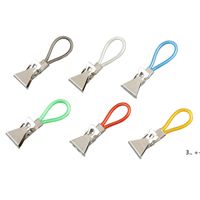 Wholesale 5 Colorful Laundry Tea Towel Hanging Clips Clothes Pegs Metal Stainless Steel Clothespins Kitchen Bathroom Storages FWD11238