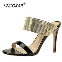 Wholesale Fashionable Restore Ancient Ways Sex Appeal To Show Thin Follow Tall Heel Toe Metal Belt One Word Sandals