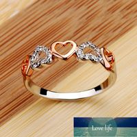 Wholesale Cute Female Small Rose Gold Heart Ring Real Sterling Silver Wedding Ring Promise Love Engagement Rings For Women Factory price