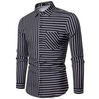 Wholesale Mens Long Sleeve Pointed Collar Striped Slim Casual Fashion Trend Simple Versatile Work Shirt Asian Szie S XL