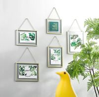 Wholesale DIY Hanging Gold Frame Leaf Art Metal Chain Wall Glass Picture for Photo Flower Specimen Dried Plant x4 x6 x7