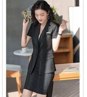 Wholesale Summer Formal Black Blazer Women Business Suits With Skirt And Jacket Sets Work Wear Clothes Ladies Office Uniform Styles Dresses