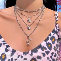 Wholesale Set Women Necklaces Set Retro Rose Angel Baby Lock Hanging Clavicle Chain Silver Color Necklace Birthday Party Jewelry Pendant