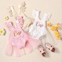 Wholesale INS Fly Sleeve Baby Rompers Summer Girl Dresses Lace Girls Sisters Kids Pollen White Apricot Tricolor Catsuit ZYY905