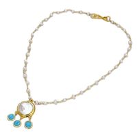 Wholesale Pendant Necklaces JK Natural Pearl Freshwater White Chain Necklace Coin Golden Blue Turquoises quot