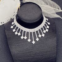 Wholesale Factory Direct Europe And The United Necklace States Exaggerated Tassel Earrings Diamond Full Neck Collar Chain Jewelry Sets