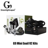 Wholesale Authentic Greenlightvapes G9 Mini Enail V2 Kit DIY Dab Dabber Xlr Plug mm Vape Box Mod With Quartz Banger14mm Male Pipe Glass Cap for Concentrate WAXa41