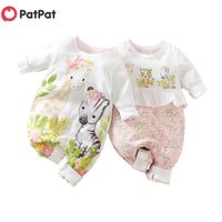 Wholesale PatPat Summer Baby Girls Clothes Giraffe Zebra Animal Print Toddler Rompers Jumpsuit M Arrival
