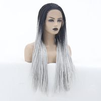 Wholesale Synthetic Wigs SINUO Ombre Grey Hair Lace Front Heat Resistant Fiber Long Gray Twists Box Braids Natural Realistic For Women