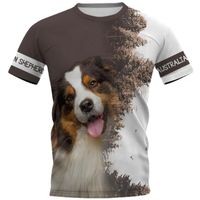 Wholesale Men s T Shirts Australian Shepherd D Printed T Shirts Streetwear Summer Tops Women For Men Funny Dog Tshirts Short Sleeve