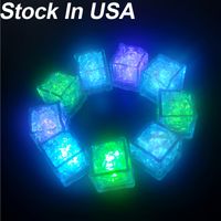 Wholesale Night Lights Waterproof Led Ice Cube Pack Multi Color Flashing Glow in The Dark LED Light Up Ice Cube for Bar Club Drinking Party Wine Wedding Decoration