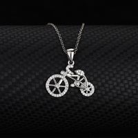 Wholesale S925 Sterling Silver Bicycle Necklace Women s Diamond Personality Fashion Jewelry Motorcycle Style Pendant