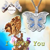 Wholesale Butterfly love album box Pendant Necklace Titanium Valentine s Day lovers chain jewelry wedding