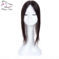 Wholesale Natural Black Remy Hair Women Topper For Women Free Part X5 Inch Silk Base Clip in Toupee Real Remy Human Hair Toupee