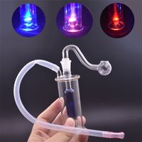 Wholesale 10mm Female Mini LED Light Glass Bong Water Pipes Pyrex Hookah Oil Rigs Smoking Bongs Thick Heady Recycler Rig for smoking
